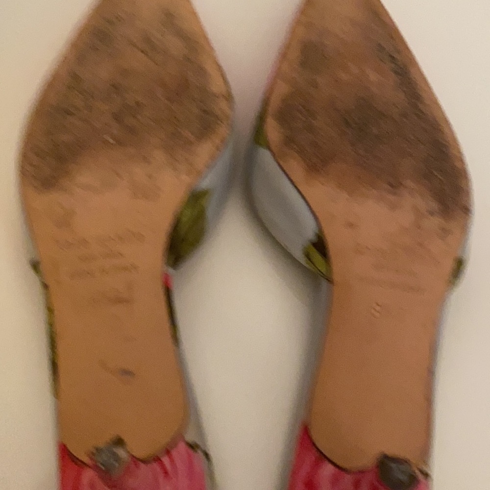 Kate Spade Rose Pattern Kitten Heel Mules sz 8.5 - Picture 3 of 7